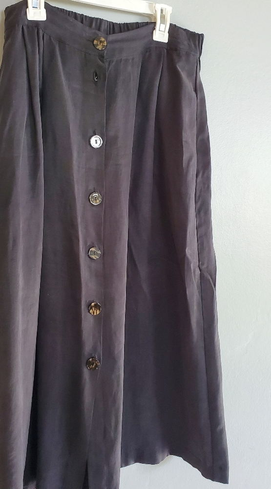 Zara black suede button down skirt